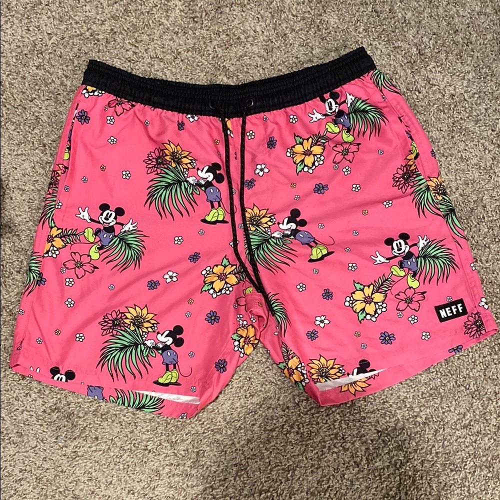 Neff Pink Mickey Mouse Swim Shorts
